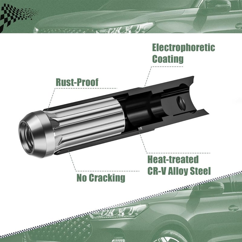 glorider 7 Spline Lug Nuts Key Socket, 1/2 Inch Drive Impact Square Tool - Quickly Remove M14x1.5, M14x2.0 and 9/16 Wheel Lug Nuts | 1 Pc (Black) - Image 2